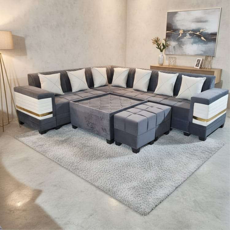 Blue and White Combination Sectional Sofa